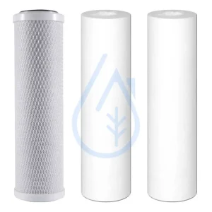 3 cartouches Filtre – Osmoseur 9-3/4 P – 2 cartouches Pré-filtre 20µ et 5µ + Charbon