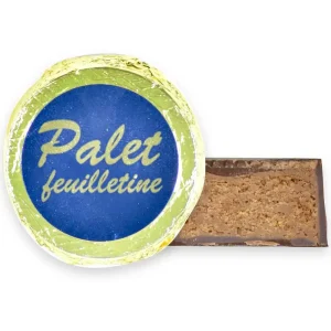 « Palet feuilletine » (chocolat noir fourré praliné et crêpes dentelles) – Abbaye la Joie Notre-Dame de Campénéac